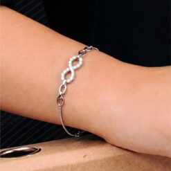 925 Silver Infinity CZ Adjustable Bracelet for Women - Image 3