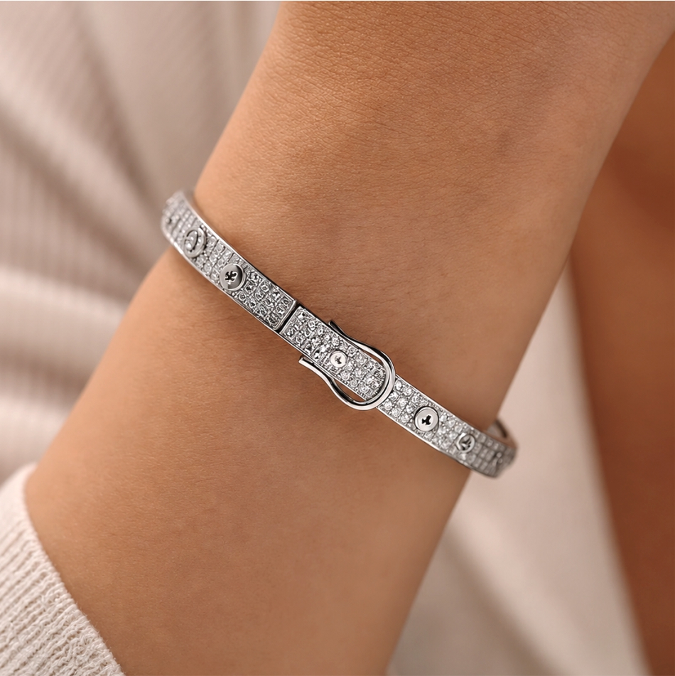 925 Silver Luxe Buckle Kada Bracelet - Image 2
