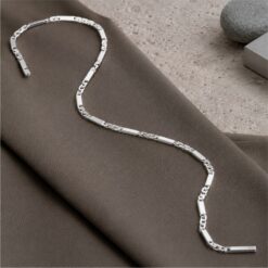 Alternative view of 925 Silver Modern Bar Link Chain Necklace for Men