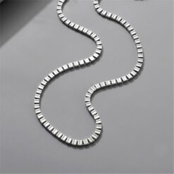925 Silver Modern Box Link Chain Necklace for Men - Image 3