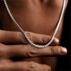 Alternative view of 925 Silver Modern Flat Link Chain Necklace for Men