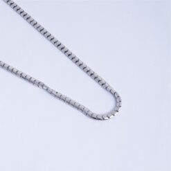 925 Silver Modern Flat Link Chain Necklace for Men - Image 3