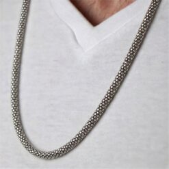 Alternative view of 925 Silver Multi Bead Mesh Chain Necklace for Men