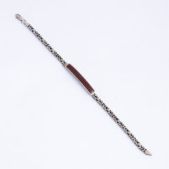 925 Silver Oxidised Red Stone Bar Bracelet - Image 4