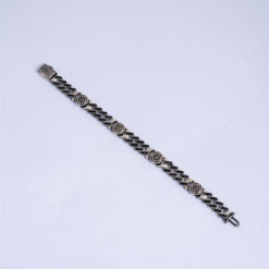 925 Silver Oxidized Floral Cuban Link Bracelet for Men - Image 3