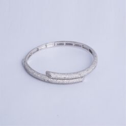 925 Silver Pavé Nail CZ Bangle Bracelet - Image 3