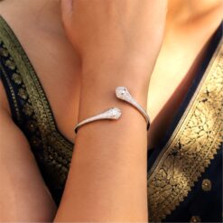 Alternative view of 925 Silver Pavé Open Cuff Bangle Bracelet