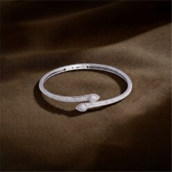 Alternative view of 925 Silver Pavé Teardrop Open Cuff Bracelet