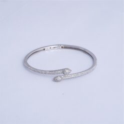 925 Silver Pavé Teardrop Open Cuff Bracelet - Image 3