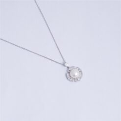 925 Silver Pearl CZ Pendant Necklace Set for Women - Image 3