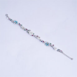 925 Silver Pearl Floral Charm Bracelet for Women - Image 4