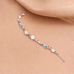 Alternative view of 925 Silver Pearl Floral Charm Bracelet for Women