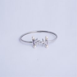 925 Silver Pearl Floral Open Cuff Bracelet - Image 3