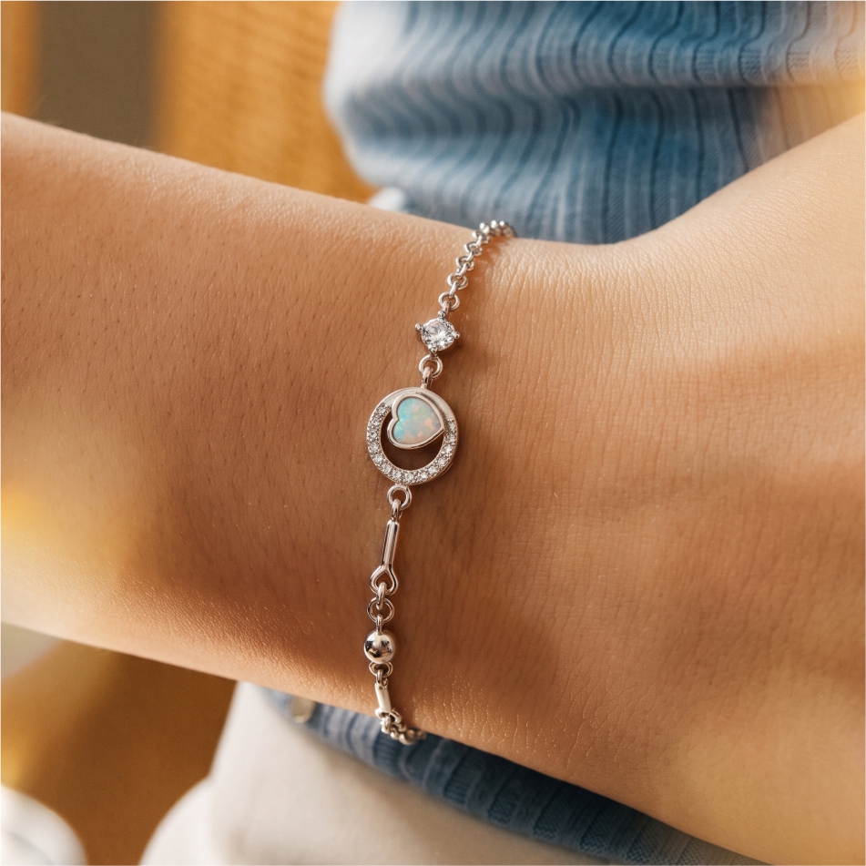 925 Silver Pearl Heart Charm Bracelet for Women - Image 2