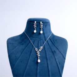 925-Silver-Pearl-Leaf-Pendant-Necklace-Set-for-Women