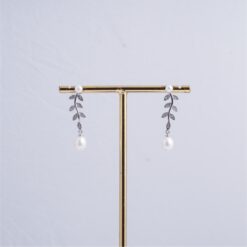 925 Silver Pearl Leaf Pendant Necklace Set for Women - Image 4