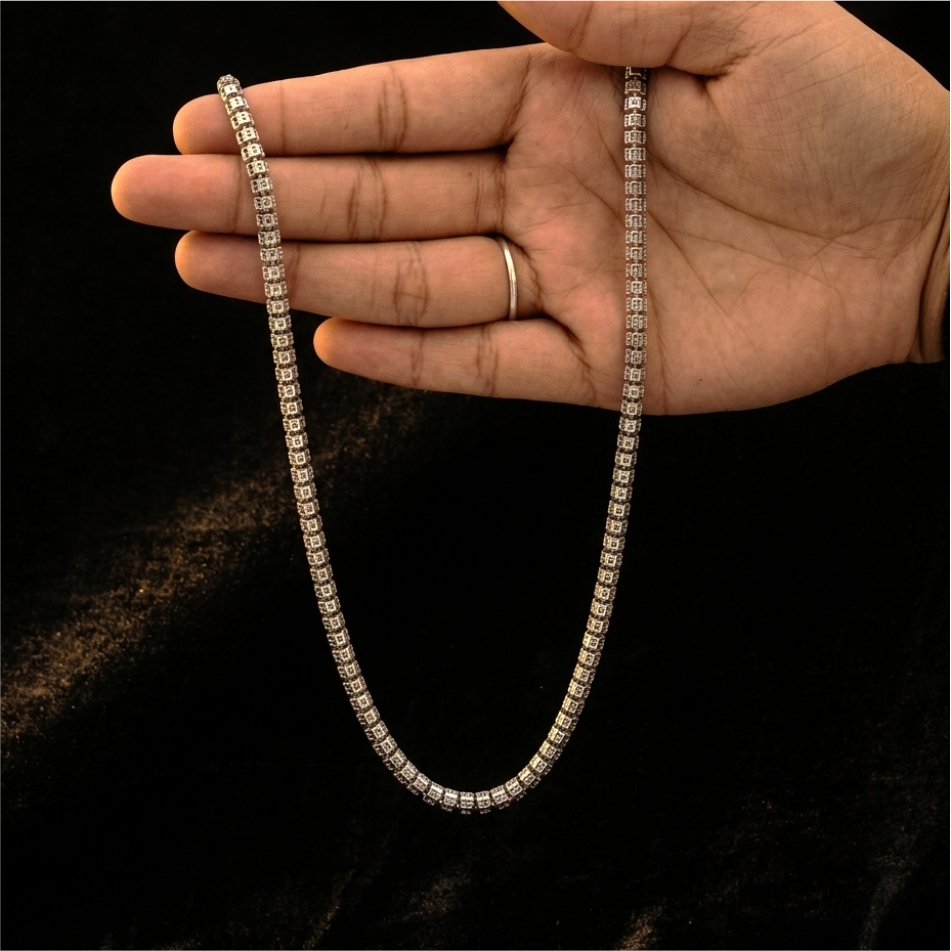 925 Silver Precision Box Link Chain Necklace for Men - Image 2