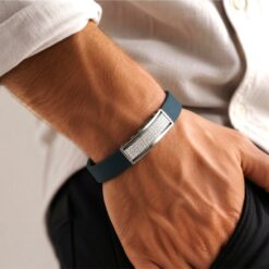 Alternative view of 925 Silver Prestige Leather ID Bracelet