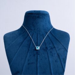 925-Silver-Princess-Cut-Sky-Blue-Crystal-Pendant-Necklace