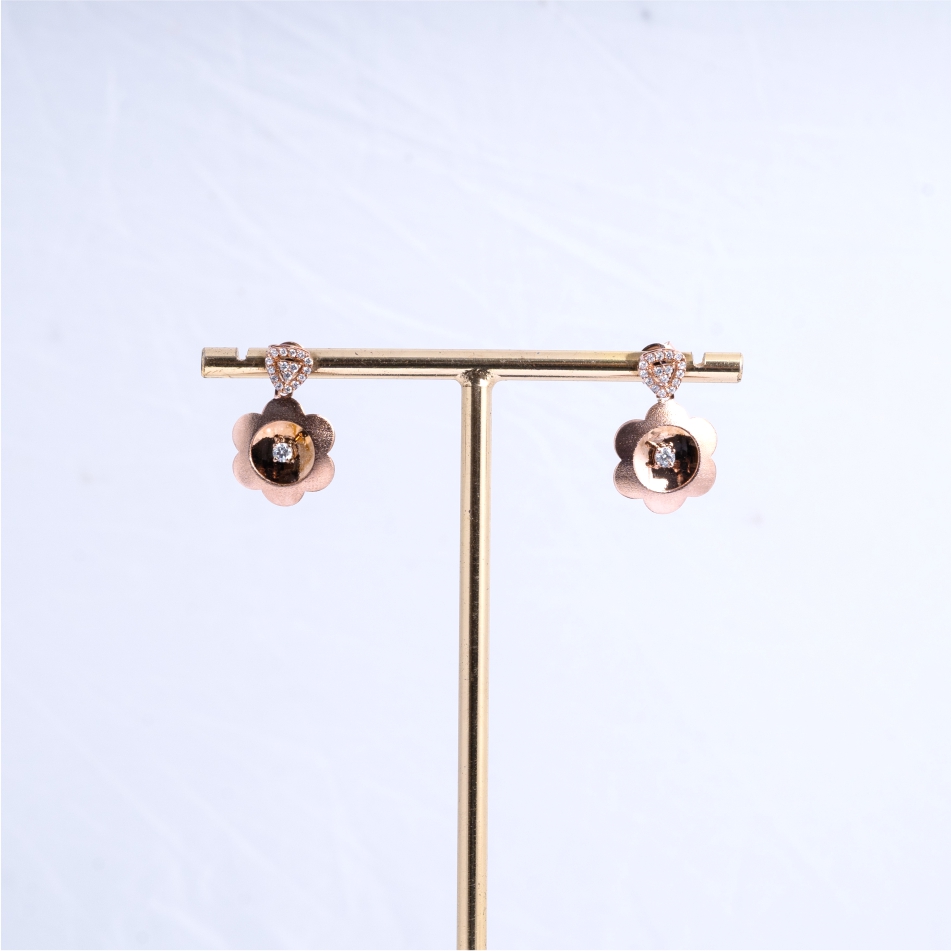 925 Silver Rose Gold Asymmetrical Floral Necklace Set - Image 4