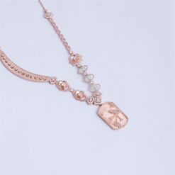 925 Silver Rose Gold Bird Asymmetrical Necklace Set - Image 3
