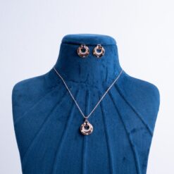 925-Silver-Rose-Gold-Circle-CZ-Pendant-Necklace-Set