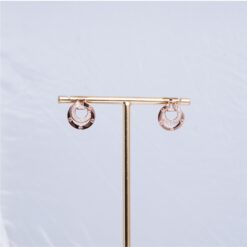 925 Silver Rose Gold Circle CZ Pendant Necklace Set - Image 4