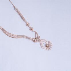 925 Silver Rose Gold Floral Pendant Necklace Set - Image 3