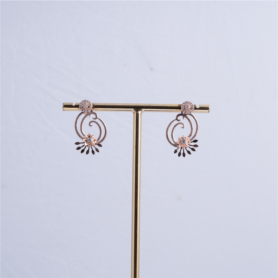 925 Silver Rose Gold Floral Pendant Necklace Set - Image 4