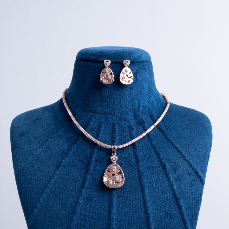 925-Silver-Rose-Gold-Floral-Teardrop-Pendant-Set