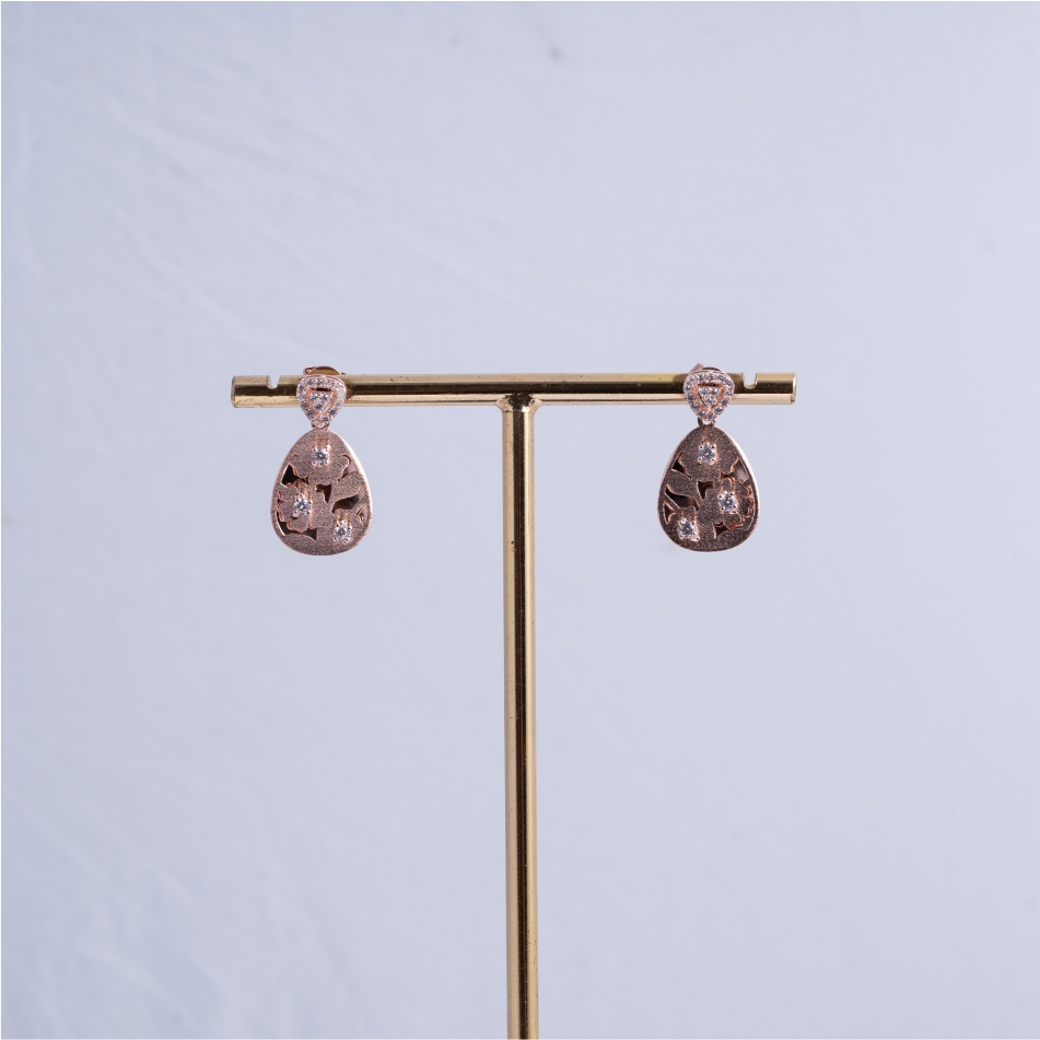 925 Silver Rose Gold Floral Teardrop Pendant Set - Image 4