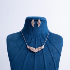 925-Silver-Rose-Gold-Leaf-CZ-Necklace-Set