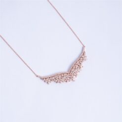 925 Silver Rose Gold Leaf CZ Necklace Set - Image 3