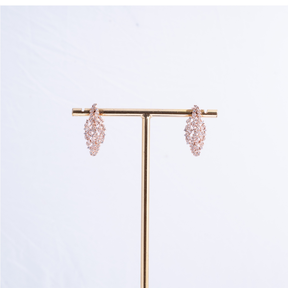 925 Silver Rose Gold Leaf CZ Necklace Set - Image 4