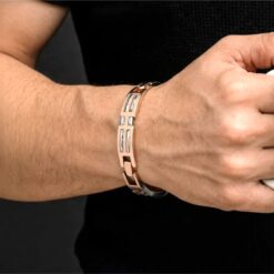 Alternative view of 925 Silver Rose Gold Link Bracelet for Men