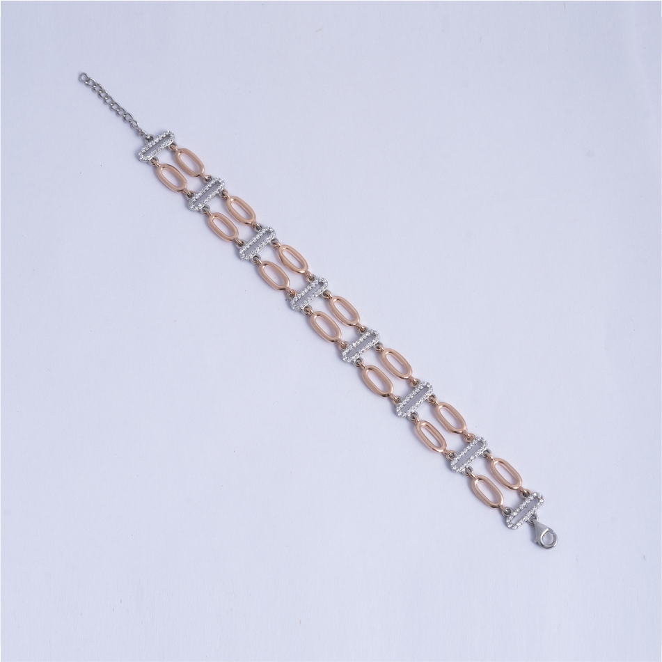 925 Silver Rose Gold Oval CZ Bracelet for Women - Image 2