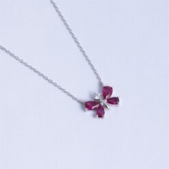925 Silver Ruby Butterfly Pendant Necklace - Image 3
