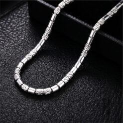 Alternative view of 925 Silver Textured Barrel Link Chain Necklace for Men