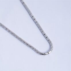 925 Silver Textured Barrel Link Chain Necklace for Men - Image 3
