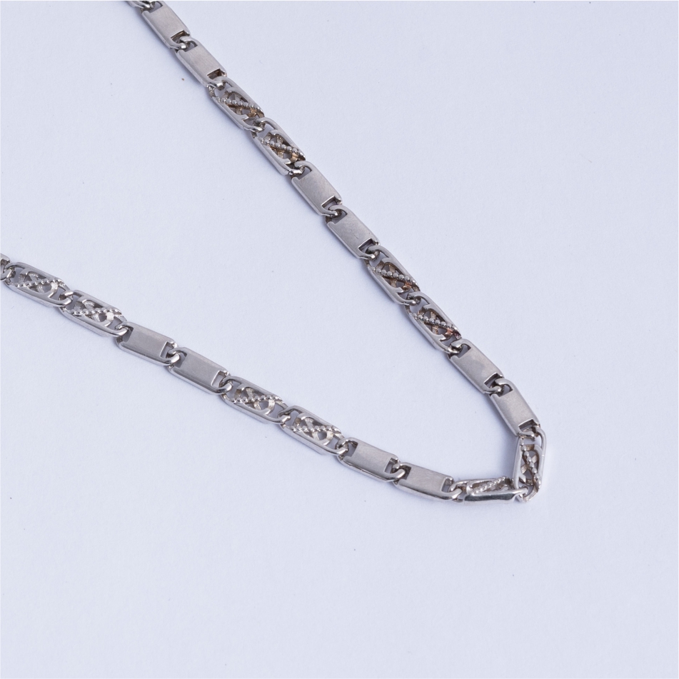 925 Silver Textured Link Chain Necklace for Men - Image 3