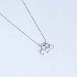 925 Silver Triple Solitaire CZ Pendant Necklace - Image 3