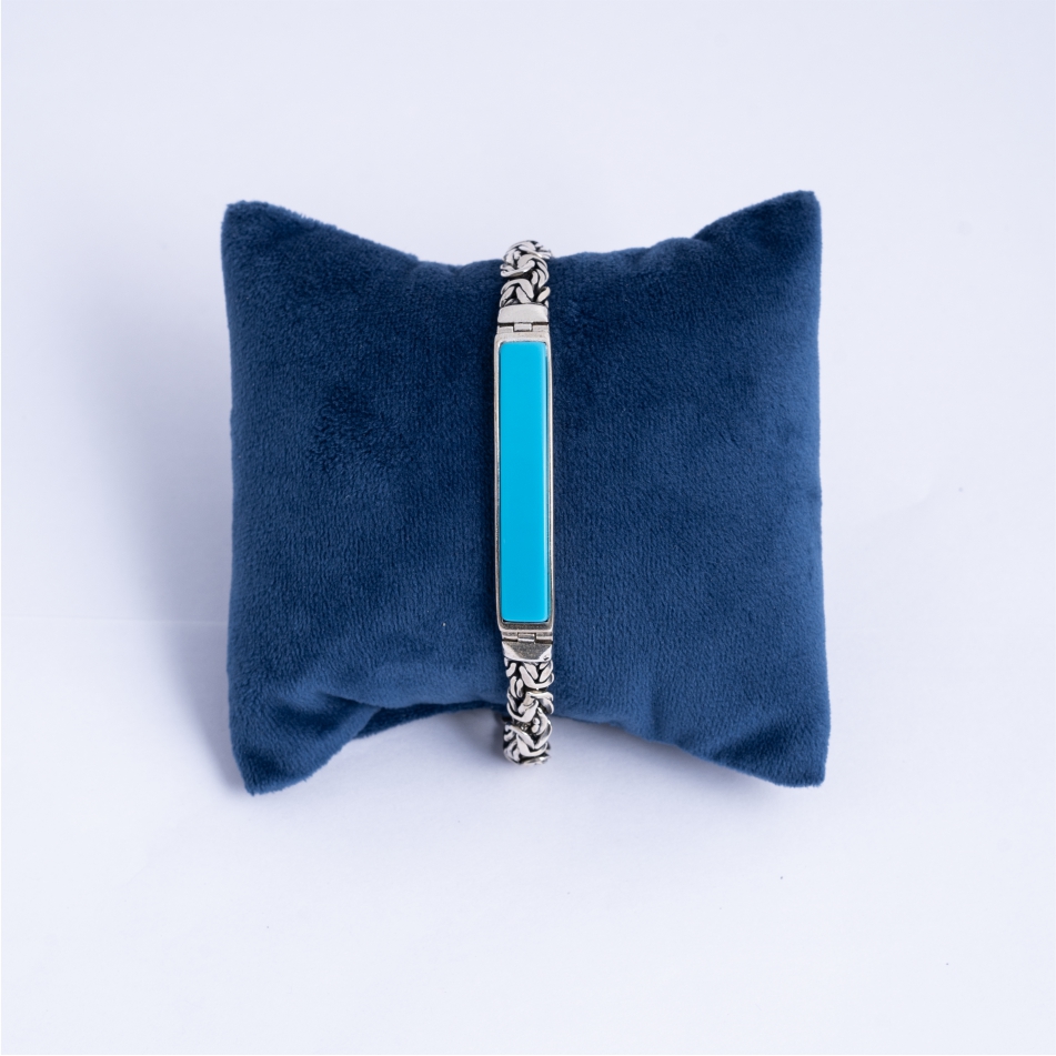 925-Silver-Turquoise-Byzantine-ID-Bracelet-for-Men