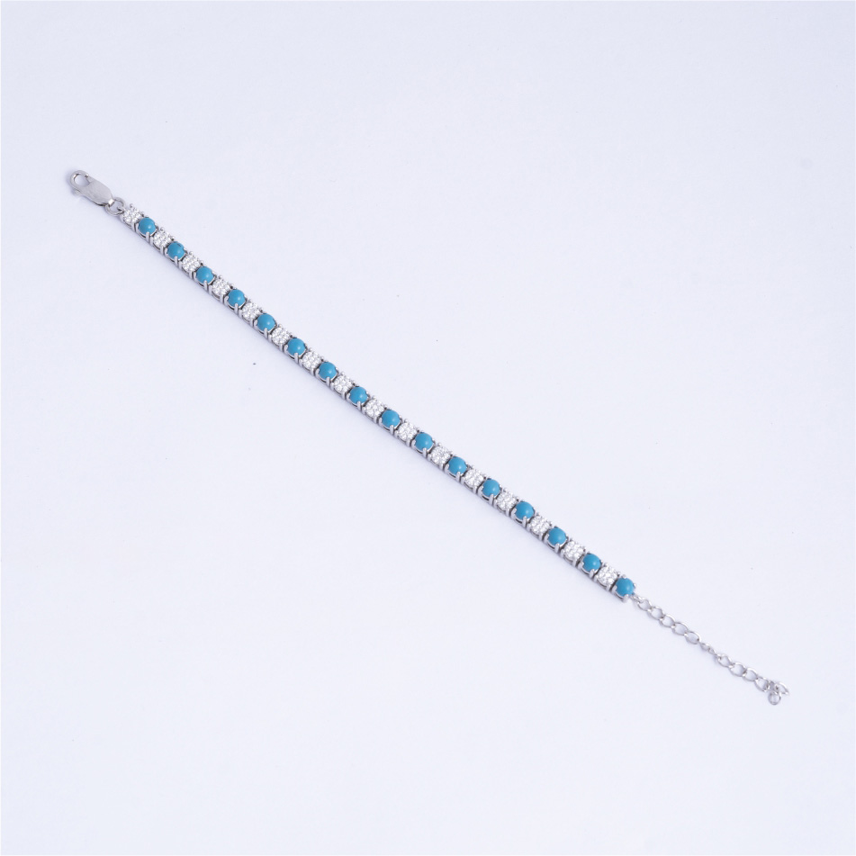 925 Silver Turquoise CZ Bracelet for Women - Image 3