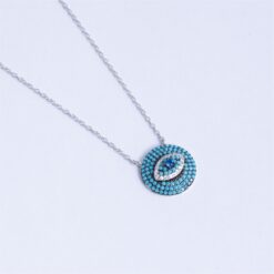925 Silver Turquoise Evil Eye Necklace - Image 3