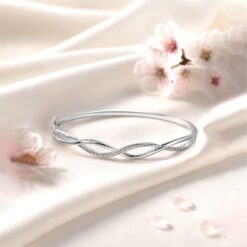 Alternative view of 925 Silver Twisted Infinity Bangle Bracelet