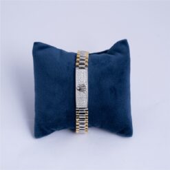 925-Silver-Two-Tone-CZ-Crown-Link-Bracelet-for-Men
