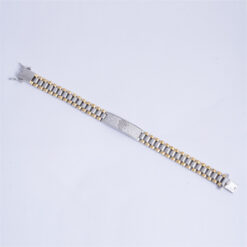 925 Silver Two Tone CZ Crown Link Bracelet for Men - Image 4