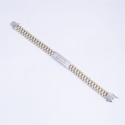 925 Silver Two Tone CZ Link Bracelet for Men - Image 4