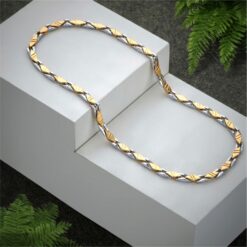 Alternative view of 925 Silver Two Tone Diamond Cut Link Chain Necklace for Men34.150
