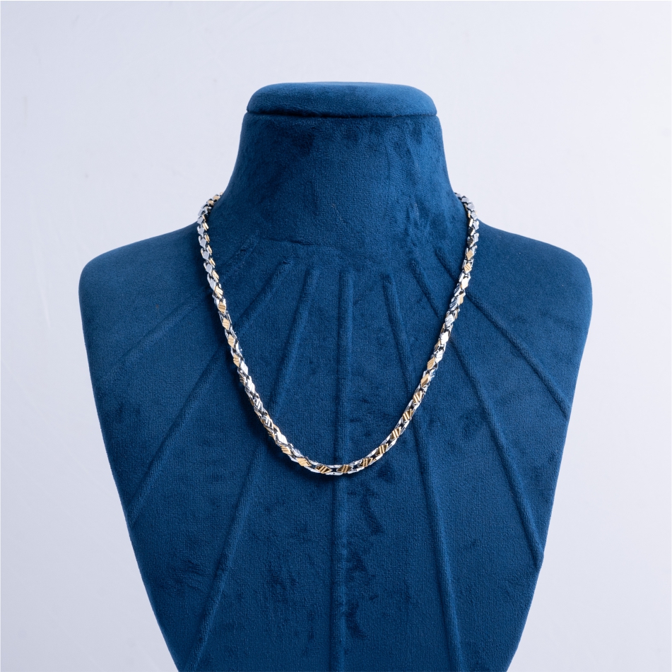 925-Silver-Two-Tone-Diamond-Cut-Link-Chain-Necklace-for-Men